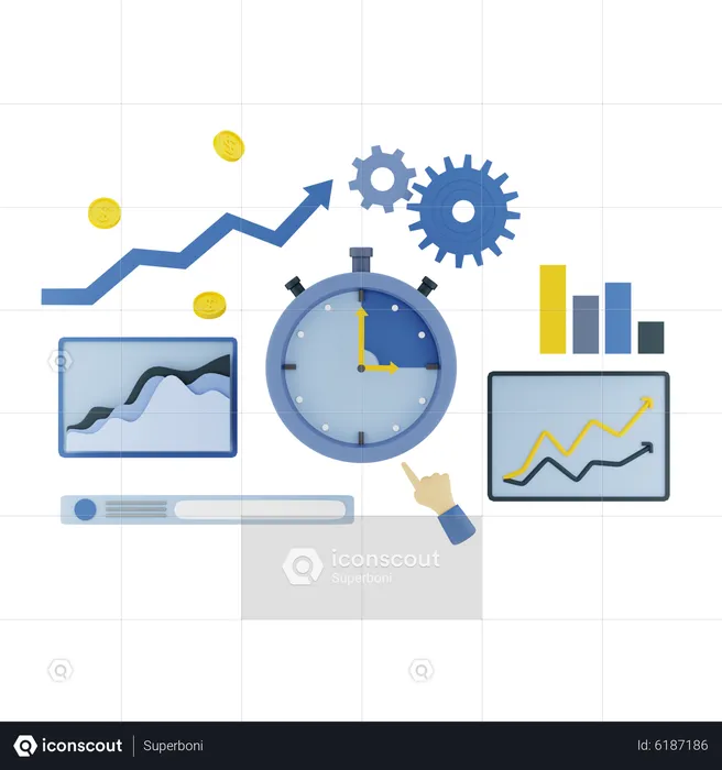 Temps d'analyse commerciale  3D Illustration