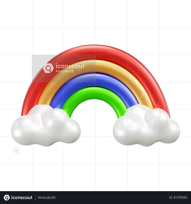 Temps arc-en-ciel nuageux  3D Icon