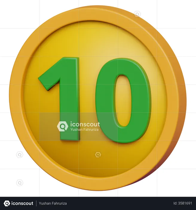 Ten Coin  3D Icon