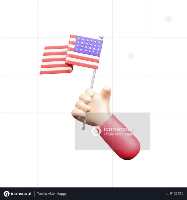 Tenant le drapeau des États-Unis  3D Icon