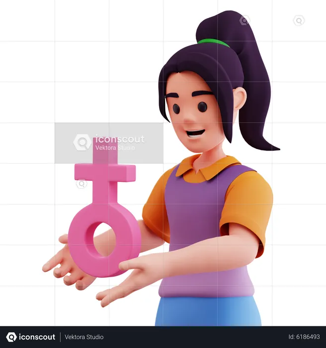 Tenant une pancarte féminine  3D Icon