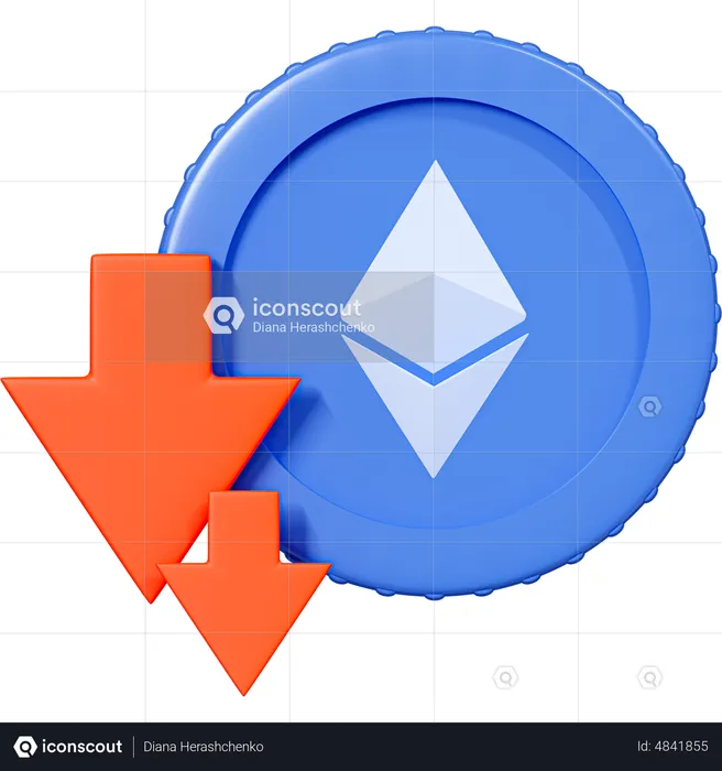 Tendance à la baisse et baisse des prix pour Ethereum  3D Icon