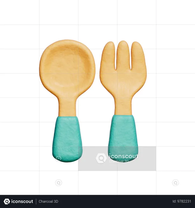 Tenedor y cuchara  3D Icon