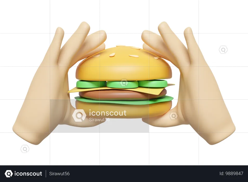 Sosteniendo hamburguesa  3D Icon