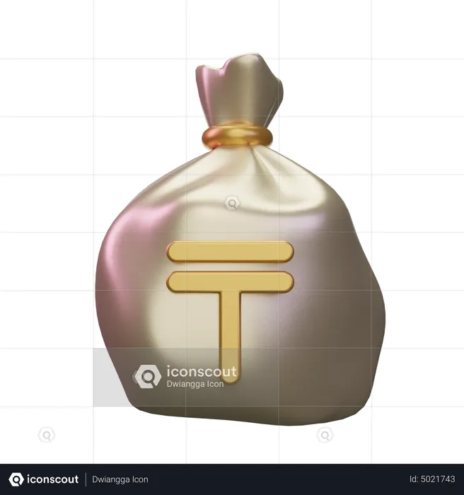 Tenge Money Sack  3D Icon