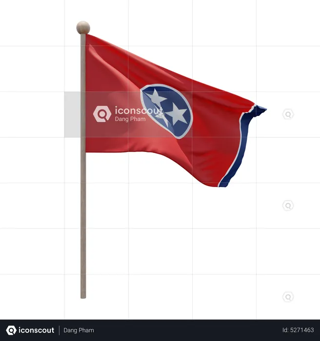 Tennessee Flagpole Flag 3D Icon