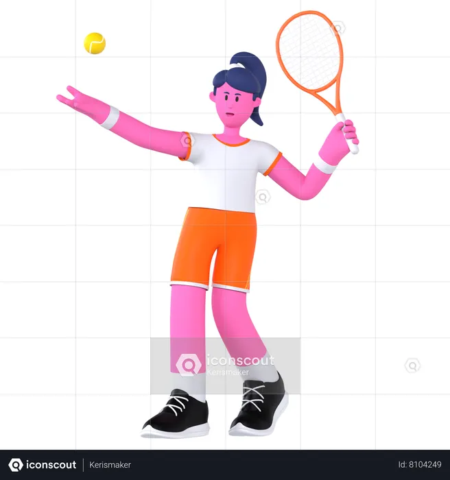 Tennis Player  3D Illustration