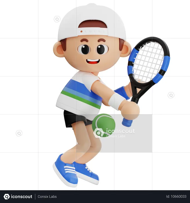 Tennis Player Hold Ball  3D Illustration