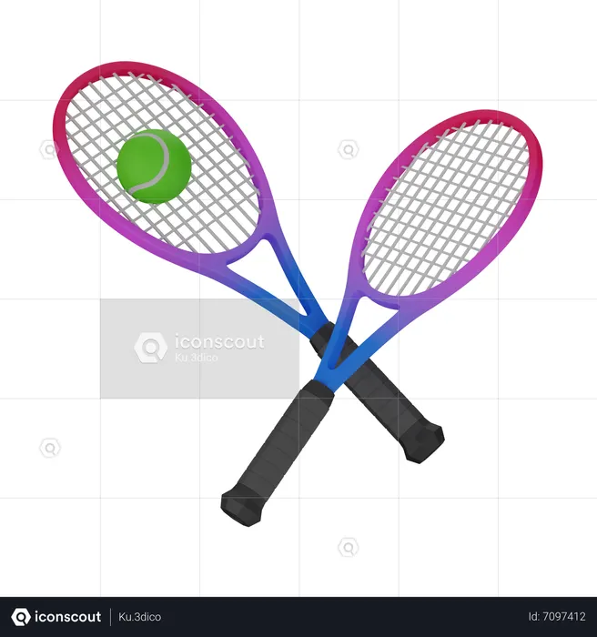 Tennis racket with ball  3D Icon