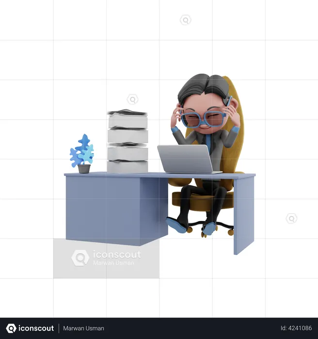 Tense Business person  3D Illustration
