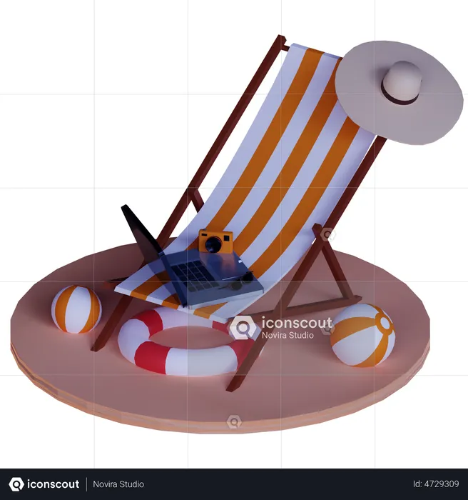 Cubierta de playa  3D Illustration