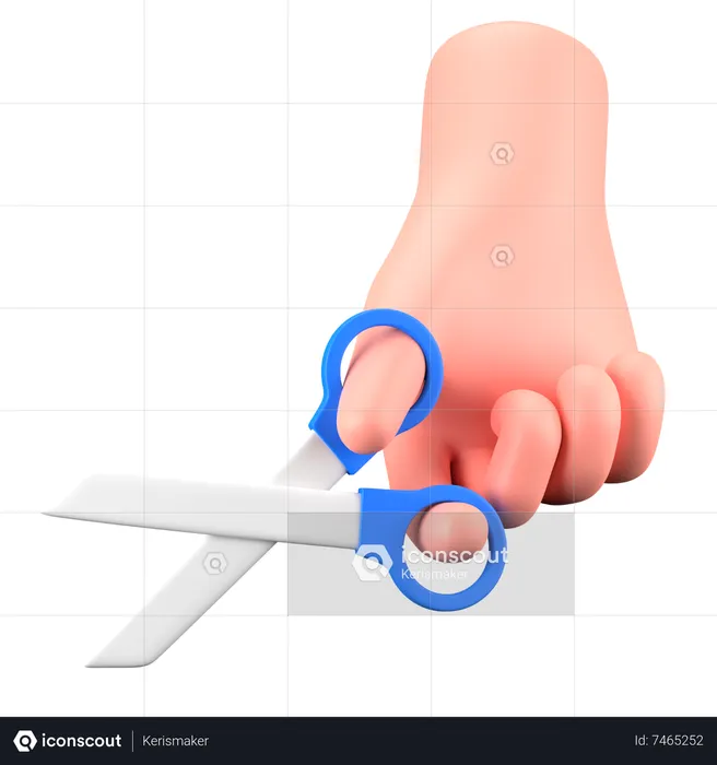 Mão segurando uma tesoura  3D Icon