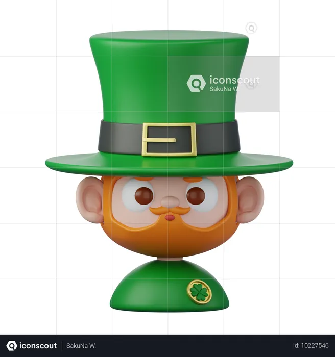 Tête de lutin avec chapeau  3D Icon