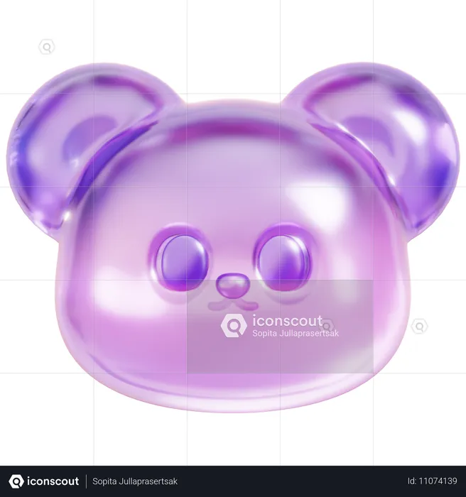 Tête d'ourson en gélatine violette  3D Icon