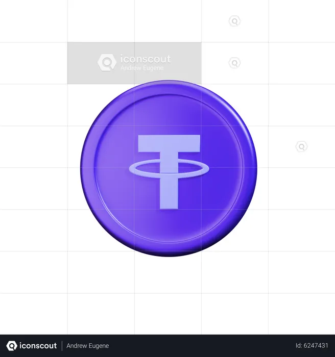 Tether crypto coin Light  3D Icon