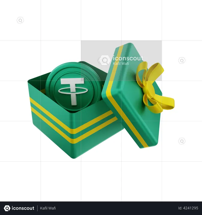 Tether gift box  3D Illustration