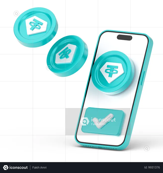 Tether payment  3D Icon