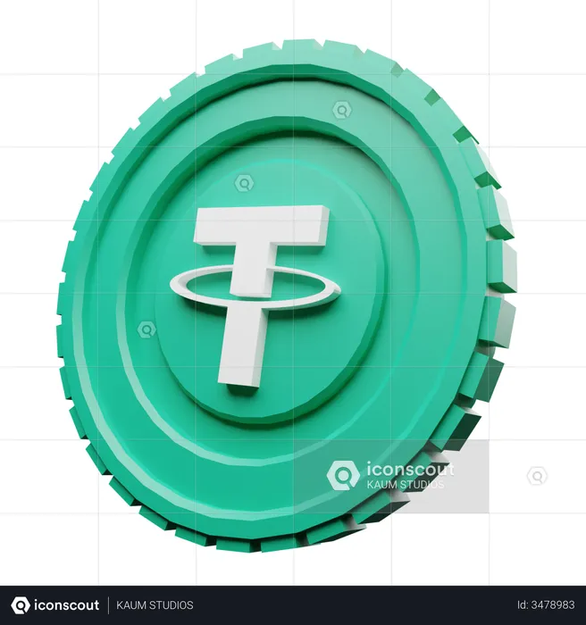 Tether-USDT-Münze  3D Illustration