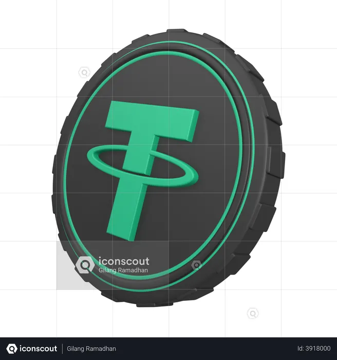 Tether-USDT-Münze  3D Illustration