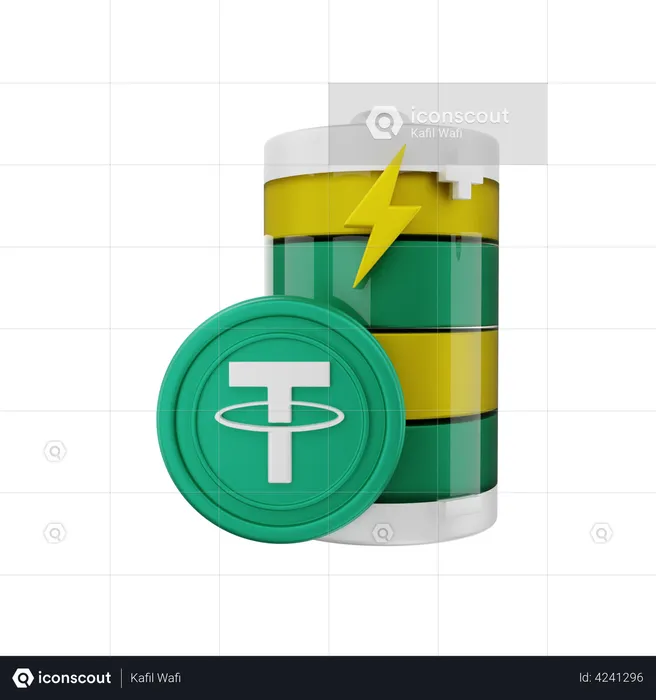 Tether with battery energy  3D Illustration