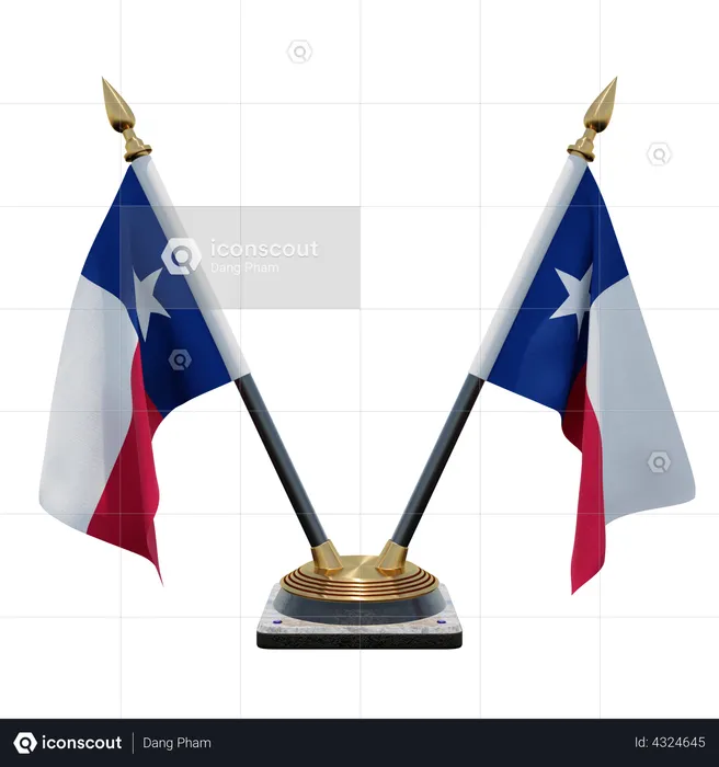Support de drapeau de bureau double du Texas Flag 3D Flag