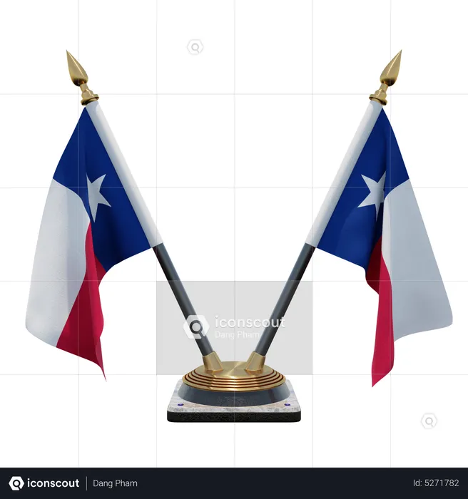 Texas Double (V) Desk Flag Stand Flag 3D Icon