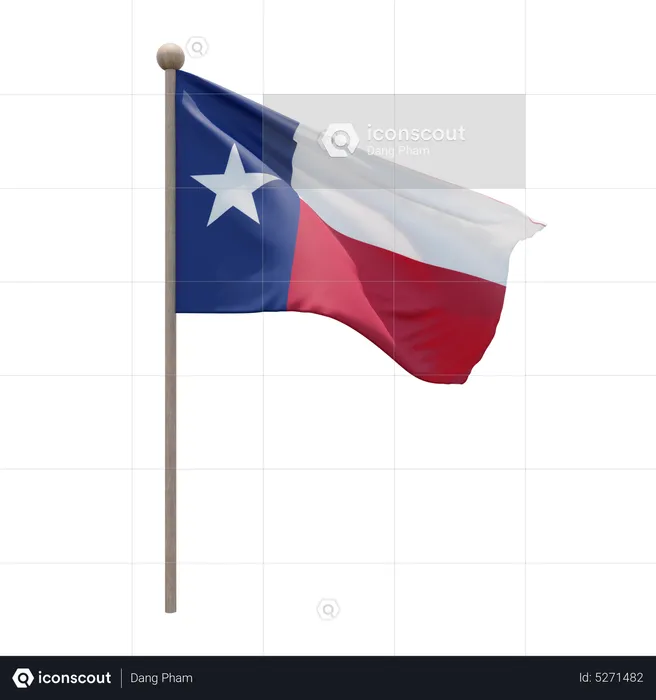 Texas Flagpole Flag 3D Icon