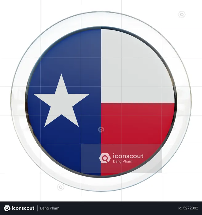 Texas Round Flag Flag 3D Icon