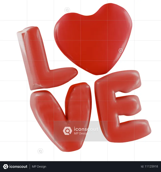 Texto de amor  3D Icon