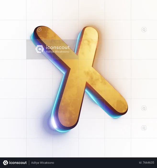 Texto de efeito de letra 'X' maiúscula  3D Icon