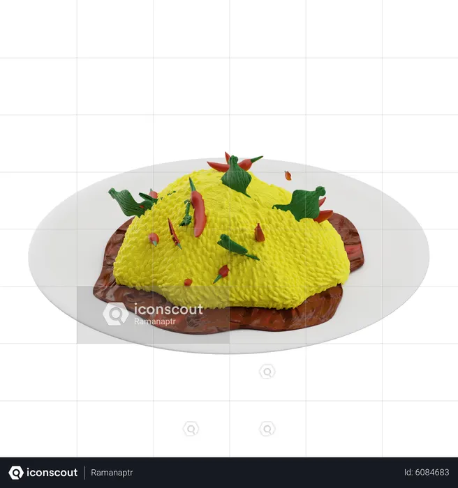 Thai style rice  3D Icon