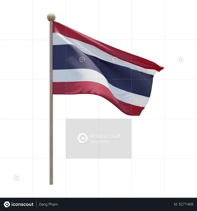 Mât de drapeau de la Thaïlande Flag 3D Icon