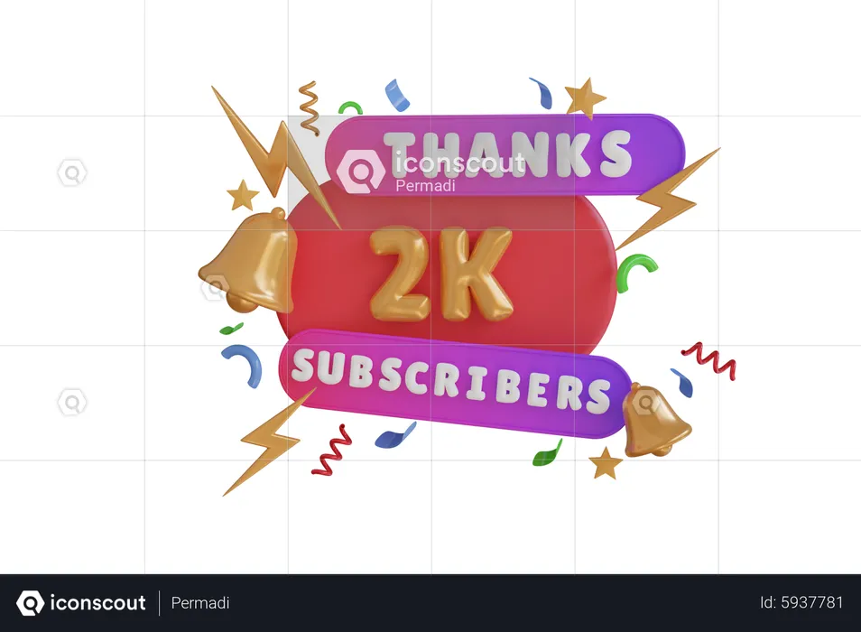 Thanks 2 K Subscribers  3D Icon