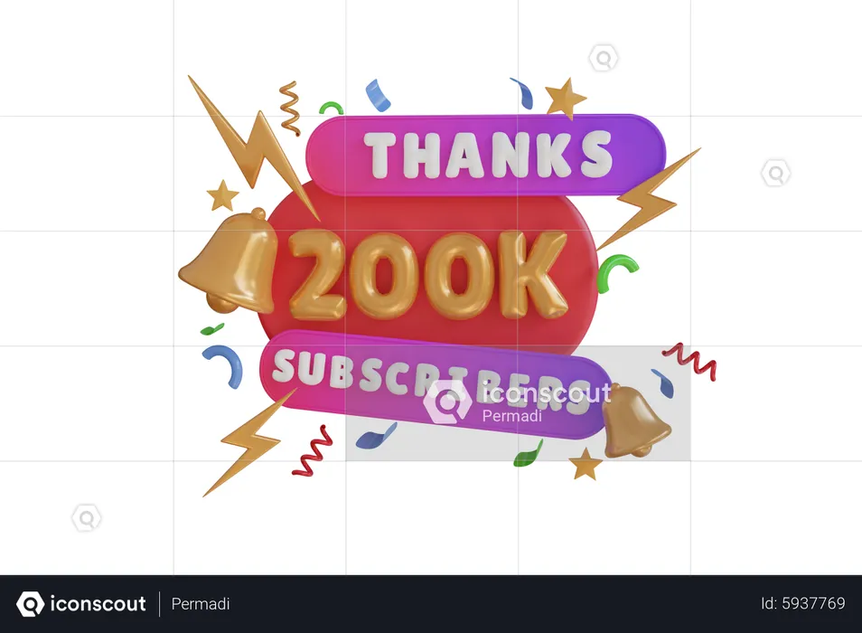 Thanks 200 K Subscribers  3D Icon