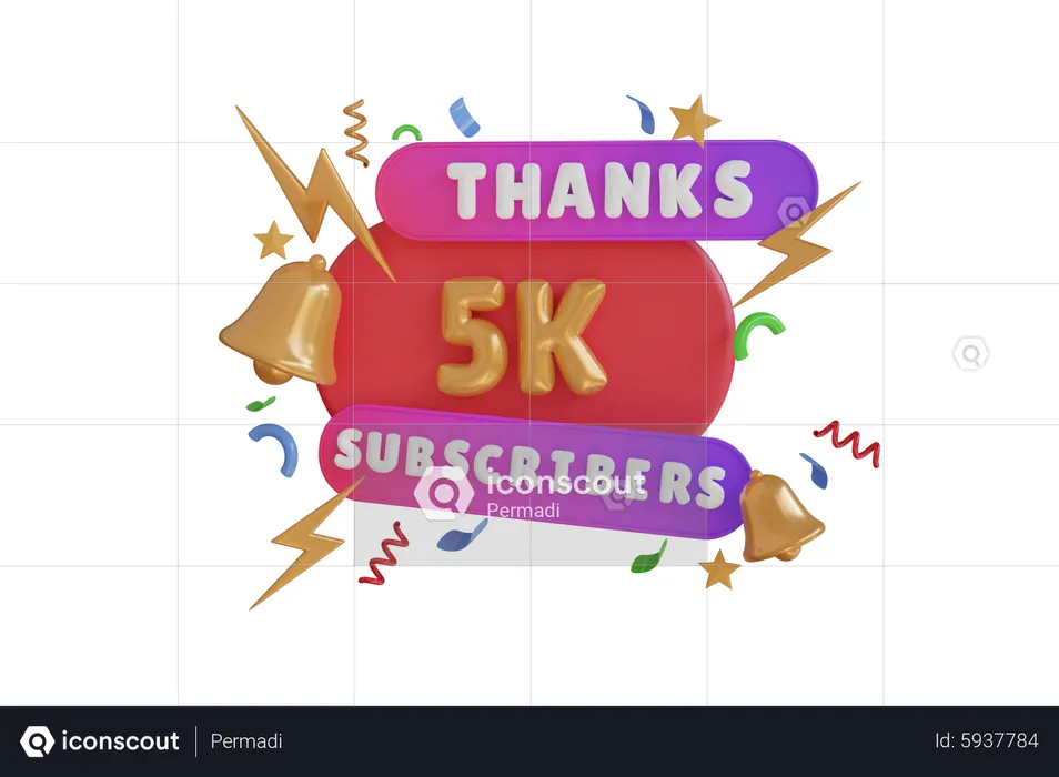 Thanks 5 K Subscribers  3D Icon