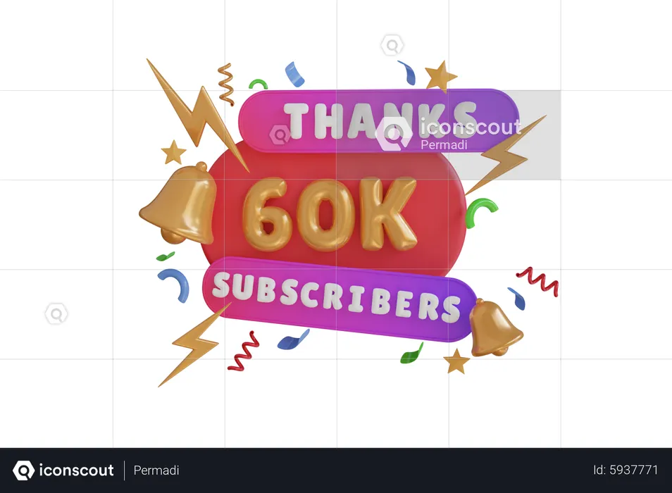 Thanks 60 K Subscribers  3D Icon