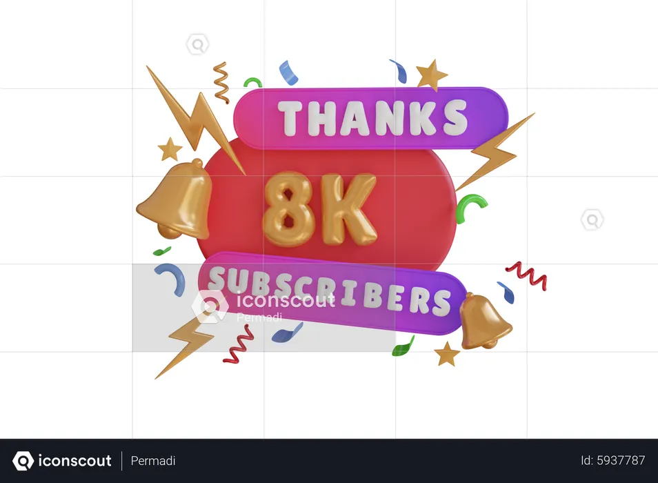 Thanks 8 K Subscribers  3D Icon