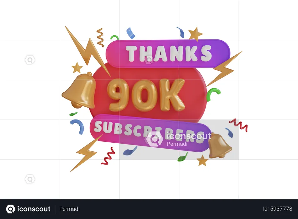 Thanks 90 K Subscribers  3D Icon