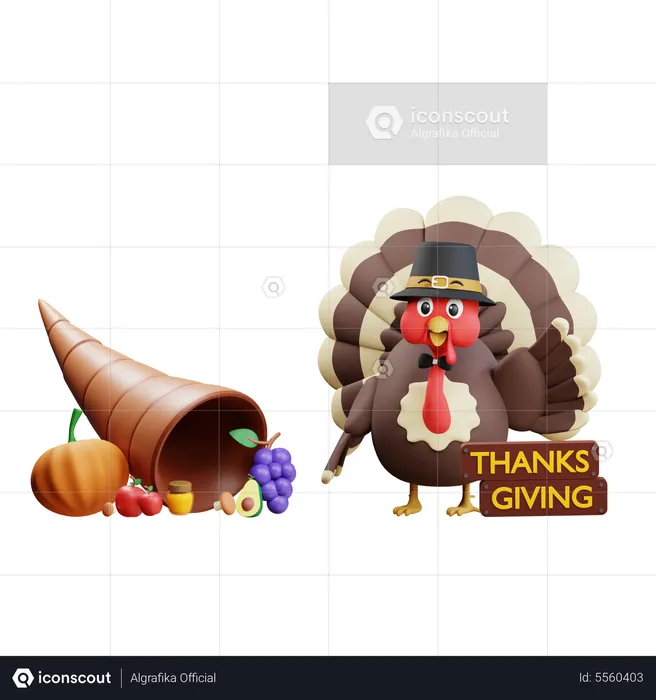 Thanksgiving Cornucopia  3D Icon