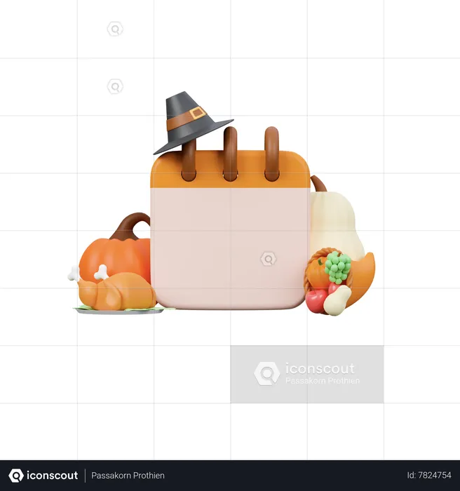 Thanksgiving Day Calendar  3D Icon