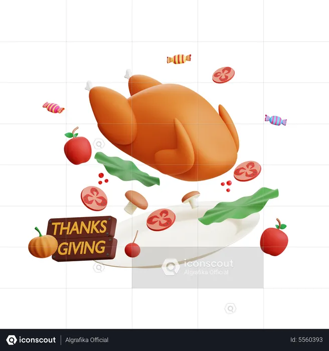 Thanksgiving Turkey  3D Icon
