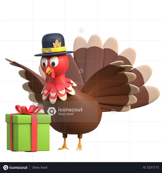 Thanksgiving Turkey Gift Box  3D Icon
