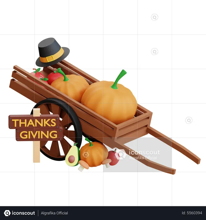 Thanksgiving Vegetable Cart  3D Icon