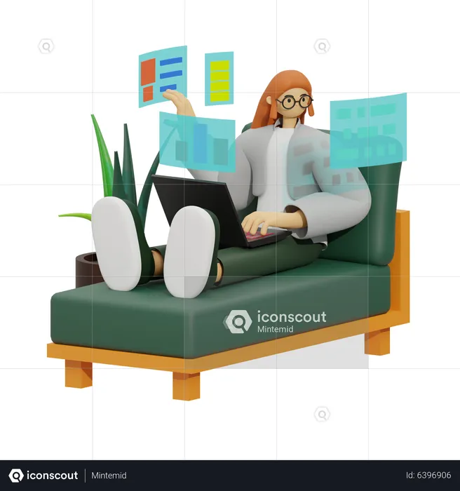 The Comfort of Working from Your Sofa  3D Illustration