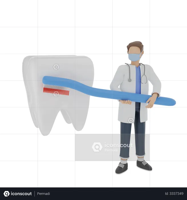 The concept of a dentist exemplifies the correct way of brushing teeth  3D Illustration