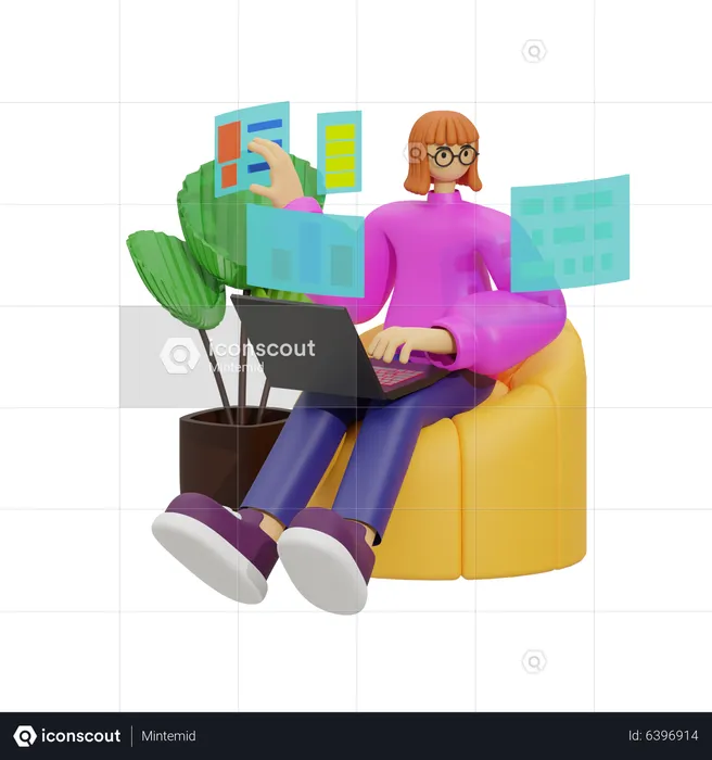 The Future of Work, Flexibility and Comfort  3D Illustration