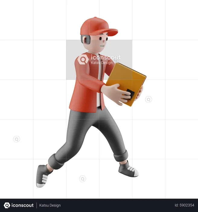 The logistics officer ran to send the package  3D Illustration