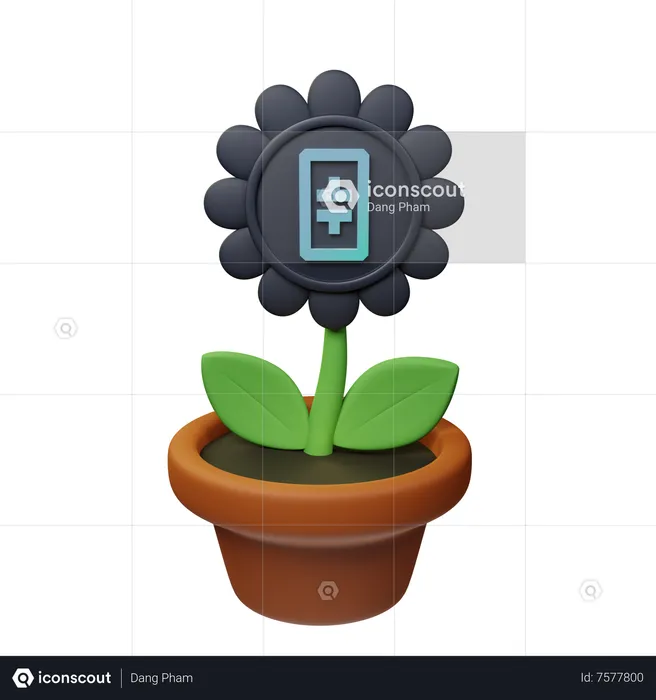 Theta Crypto Plant Pot  3D Icon