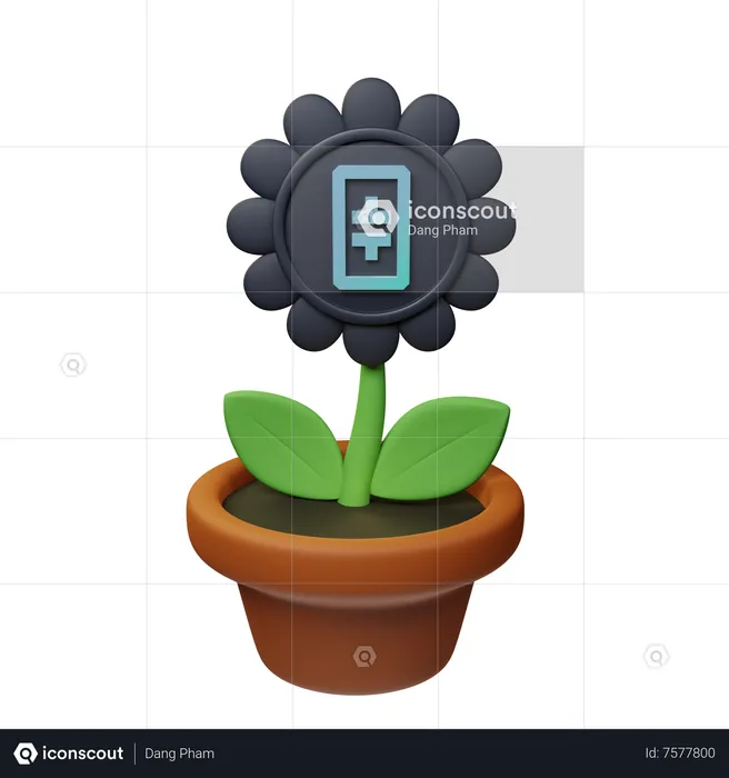 Vaso de planta criptográfica theta  3D Icon