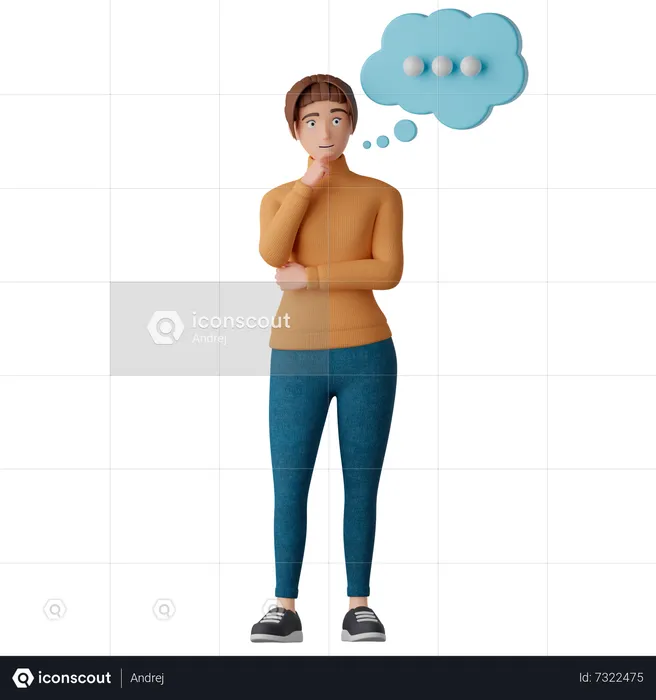 Thinking woman  3D Illustration